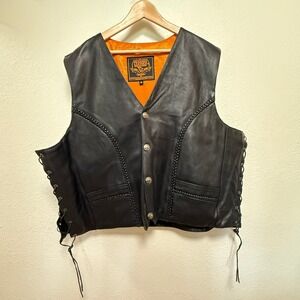 Milwaukee Premium Leather Concealed Carry Pockets Buffalo Snap Vest Men 56
